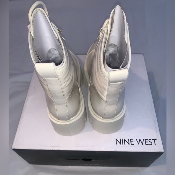 New In Box Nine West Obri Women's Combat Boots Size 6 Color White - Picture 3 of 8